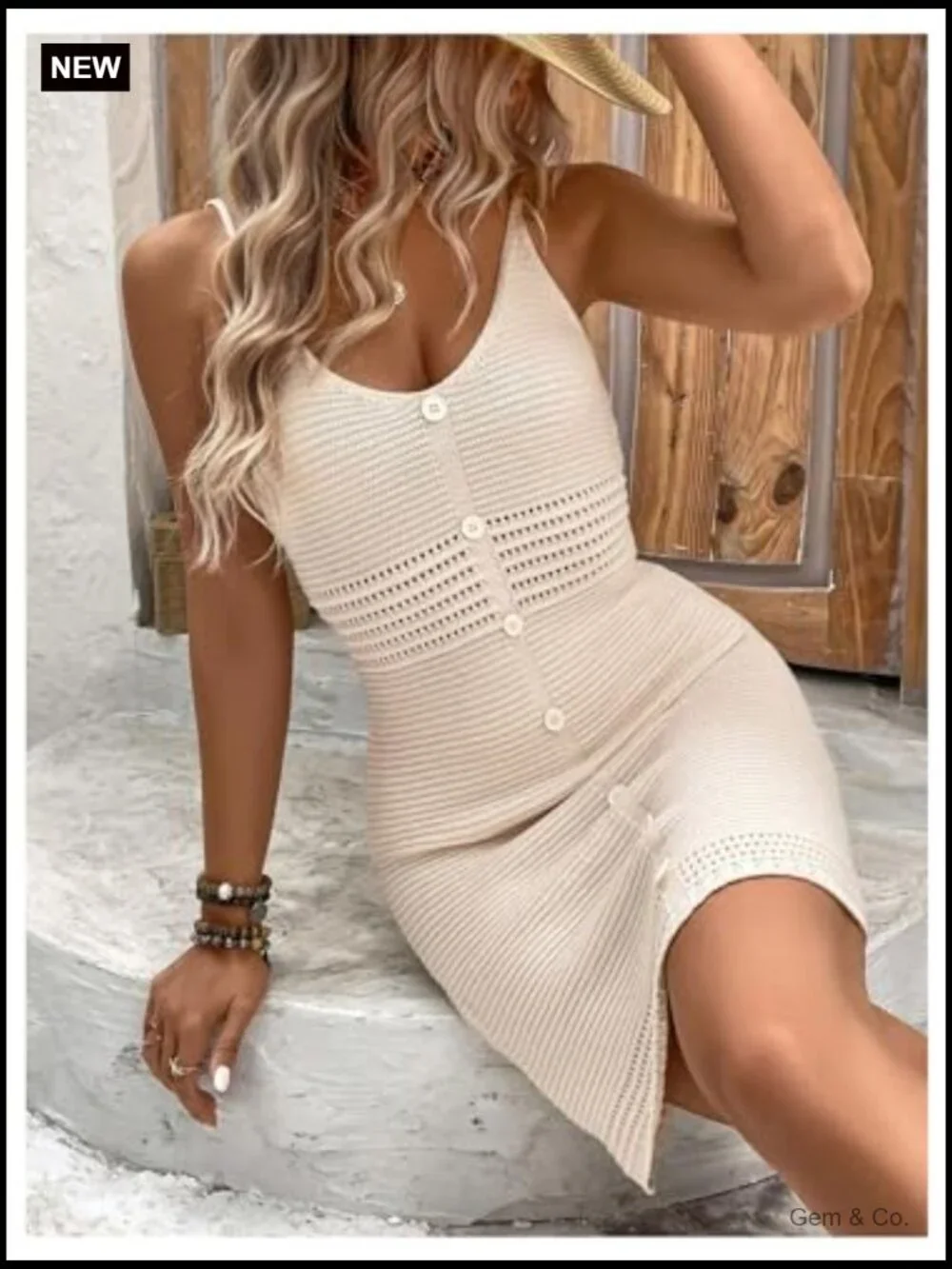 Women's Crochet Mini Dress Spaghetti Strap Bodycon Short Sundress - Picture 5 of 6